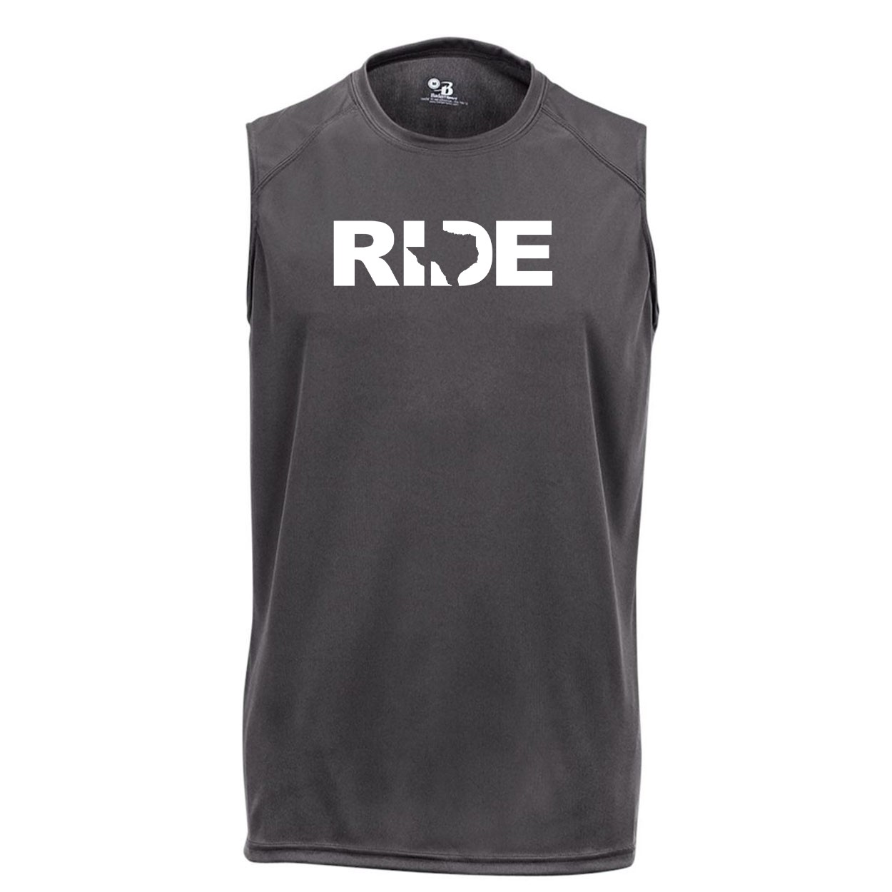 Ride Texas Classic Unisex Performance Sleeveless T-Shirt Graphite Gray (White Logo)