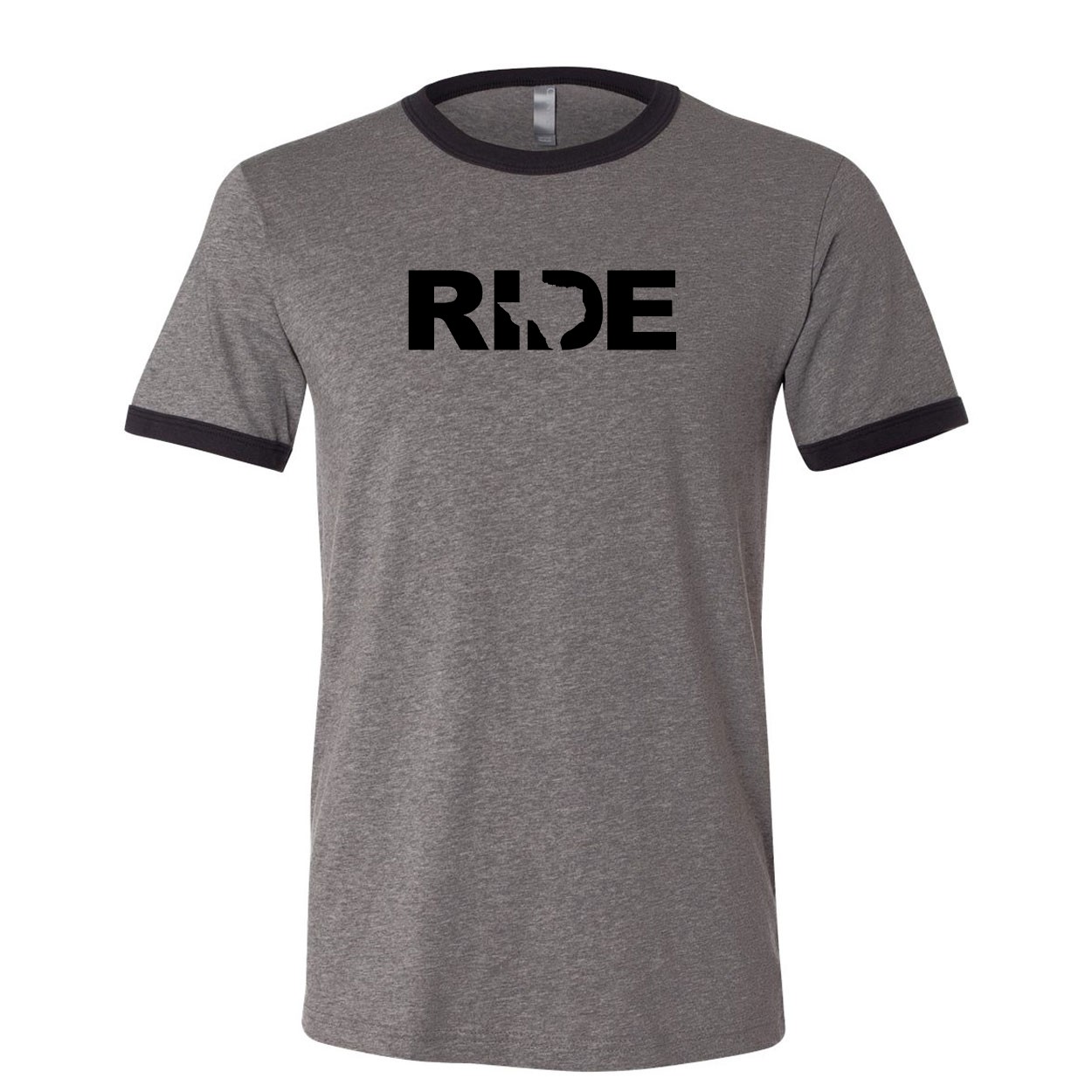 Ride Texas Classic Unisex Premium Ringer T-Shirt Deep Heather Gray/Black (Black Logo)