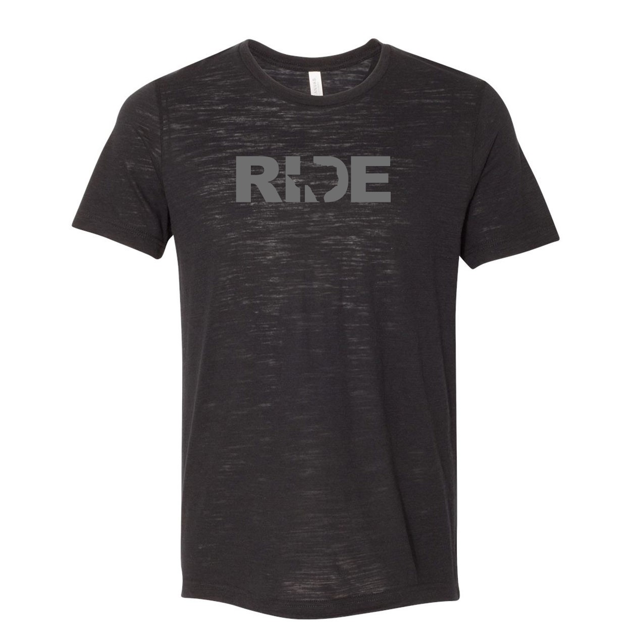 Ride Texas Classic Unisex Premium Texture T-Shirt Solid Black Slub (Gray Logo)