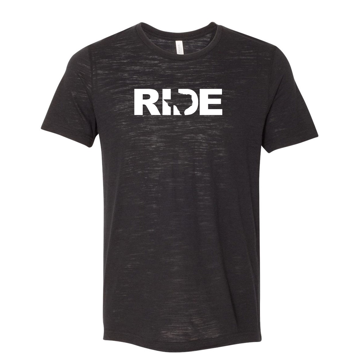 Ride Texas Classic Unisex Premium Texture T-Shirt Solid Black Slub (White Logo)