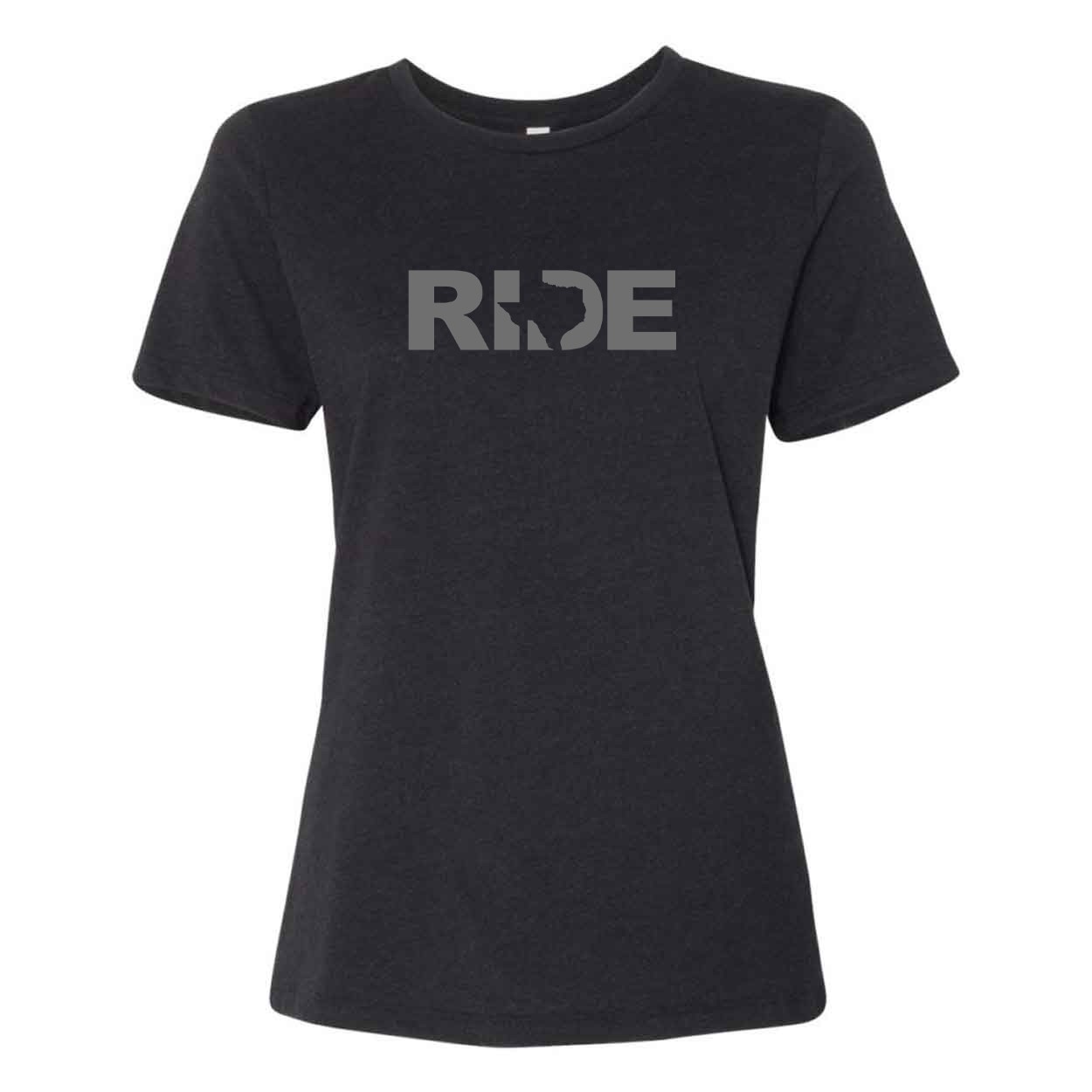 Ride Texas Women's Classic Relaxed Jersey T-Shirt Black Heather (Gray Logo)