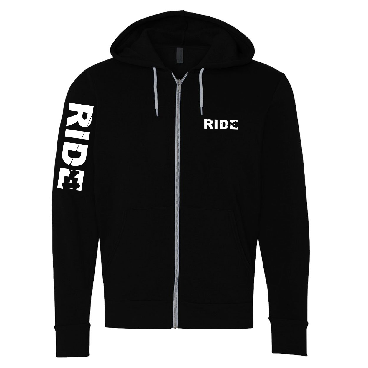 Ride Wakeboard Logo Classic Zip Sweatshirt Black (White Logo)