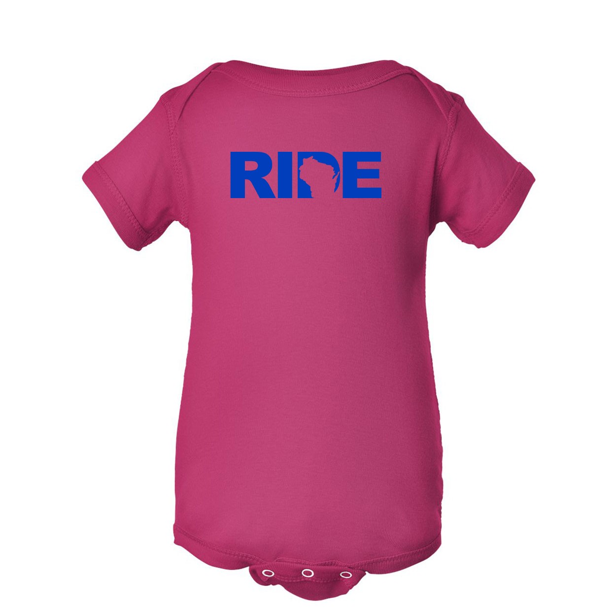 Ride Wisconsin Classic Infant Baby Onesie Hot Pink (Blue Logo)