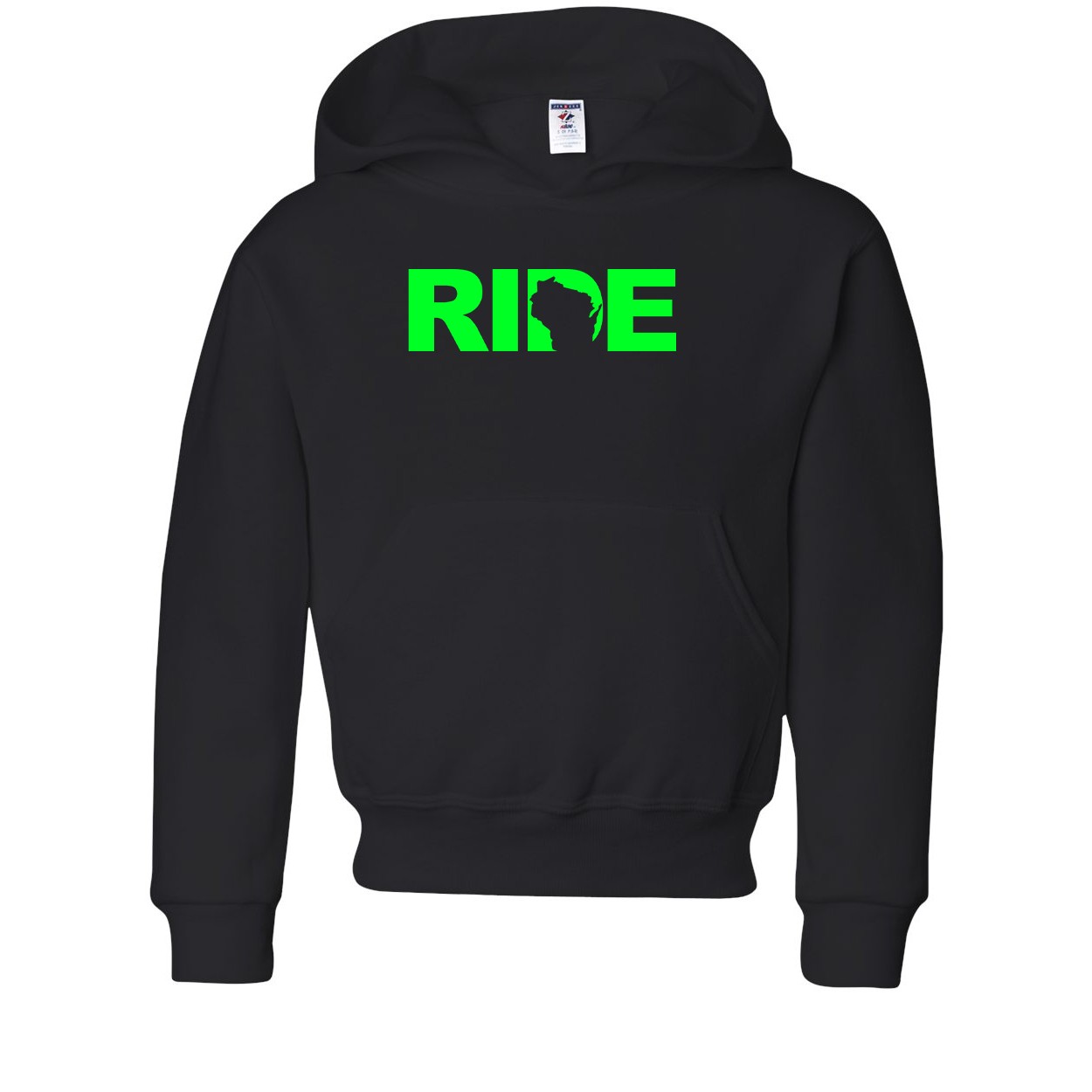 Ride Wisconsin Classic Youth Sweatshirt Black (Green Logo)