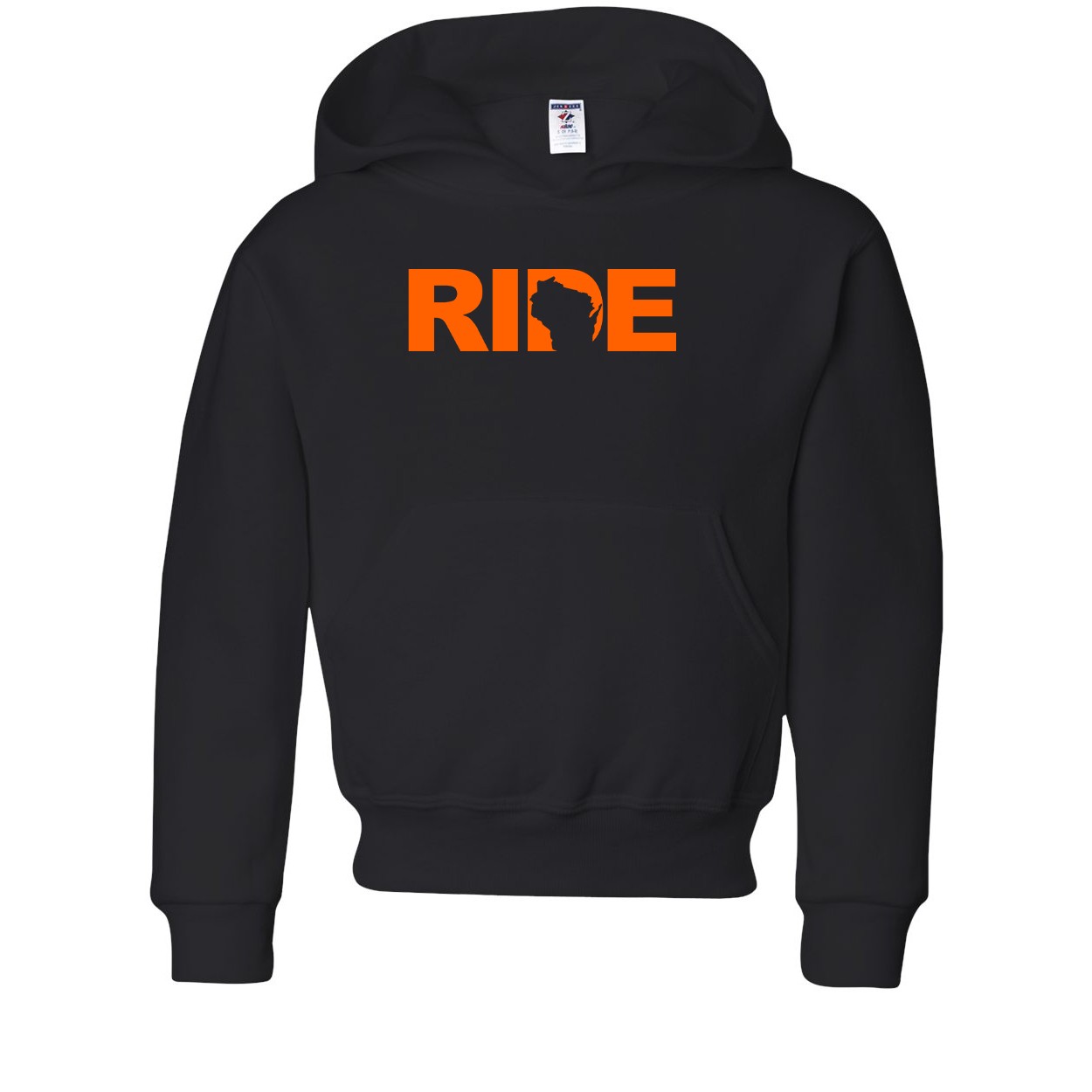 Ride Wisconsin Classic Youth Sweatshirt Black (Orange Logo)