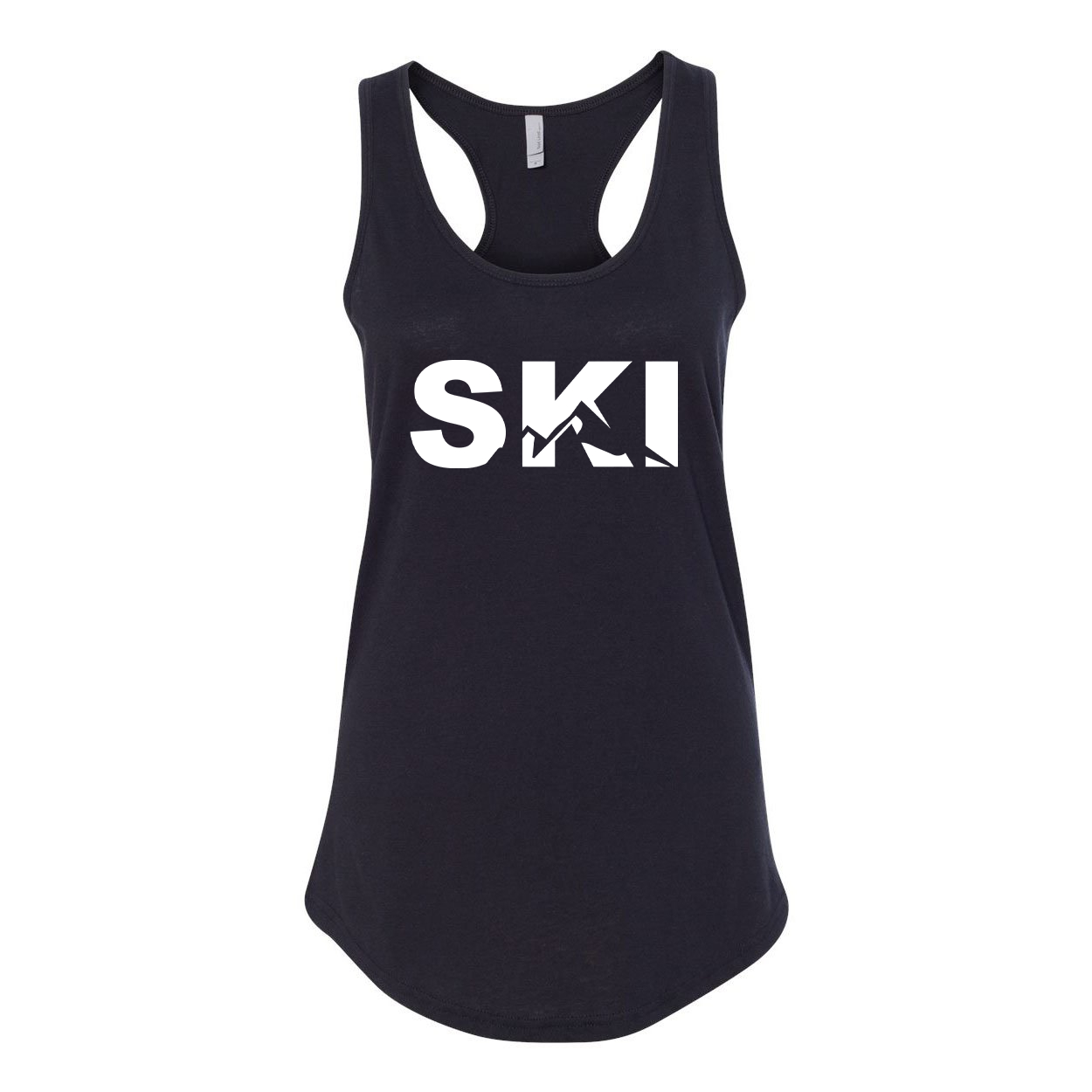 Ski Mountain Logo Classic Women's Racerback Tank Top Black (White Logo)