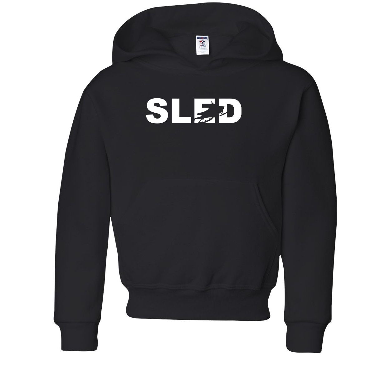 Sled Snowmobile Logo Classic Youth Sweatshirt Black (White Logo)