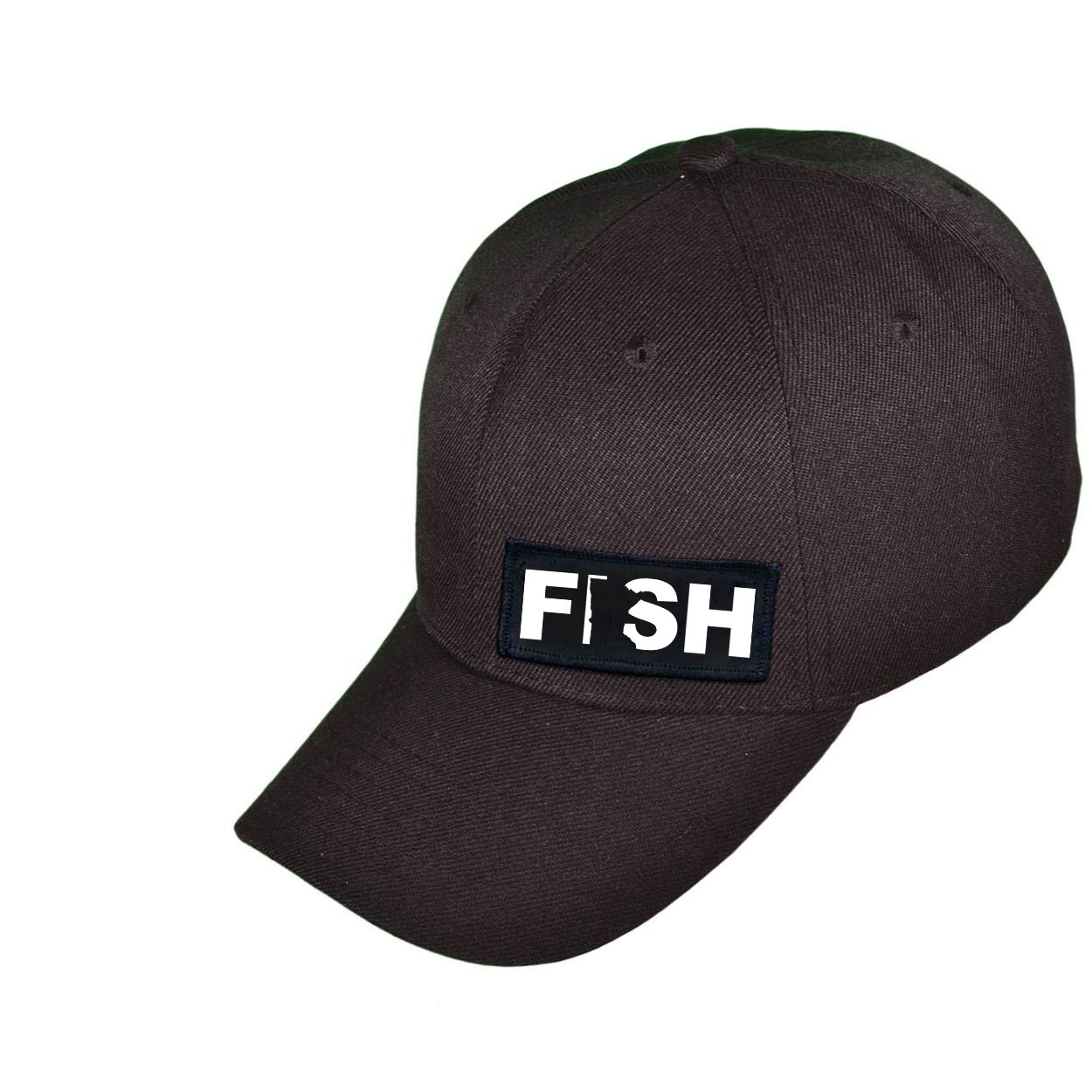 Fish Minnesota Night Out Woven Patch Velcro Hat Black (White Logo)