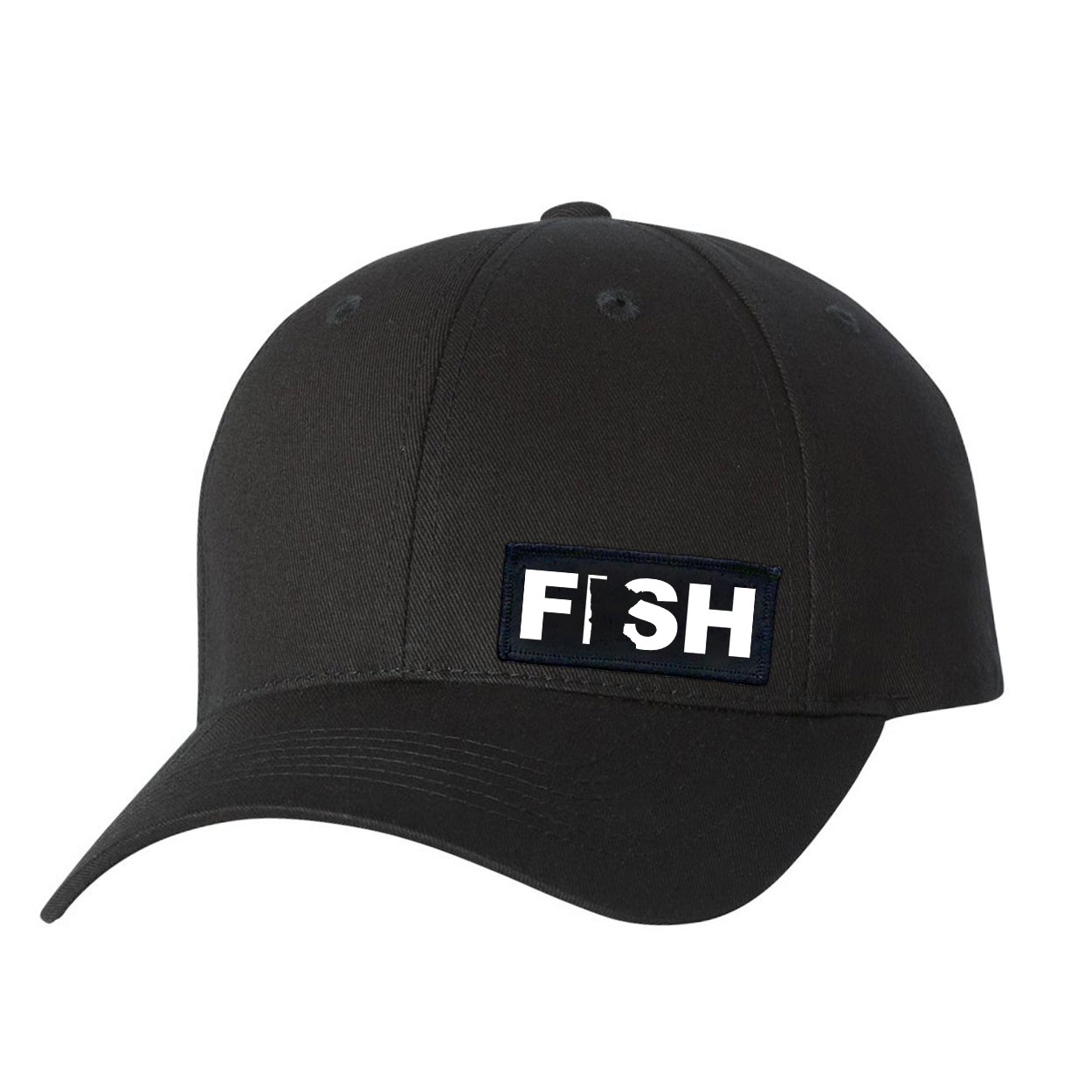 Fish Minnesota Night Out Youth Woven Patch Hat Black (White Logo)