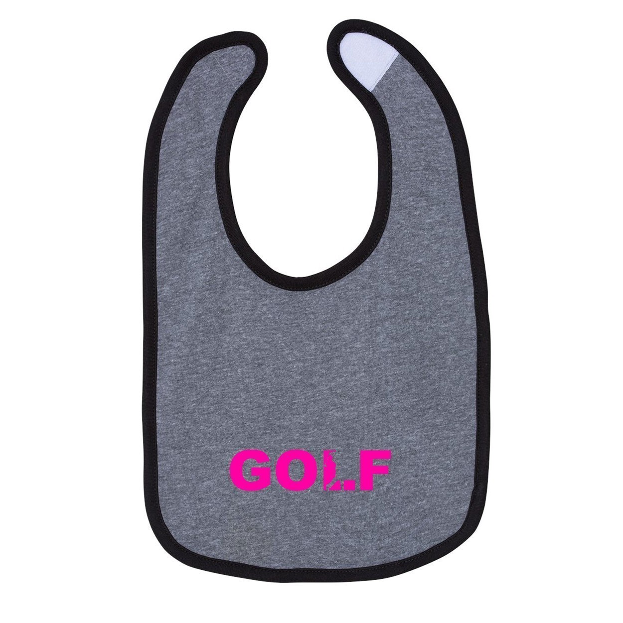 Golf Swing Logo Classic Infant Baby Bib Heather Gray/Black (Pink Logo)