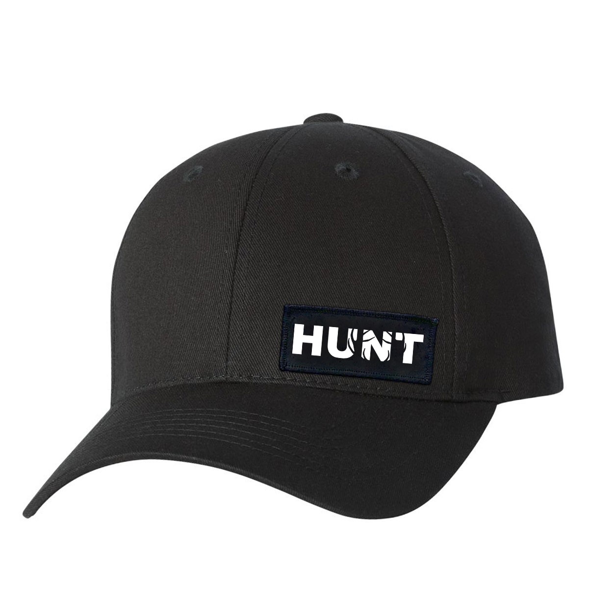 Hunt Rack Logo Night Out Youth Woven Patch Hat Black (White Logo)