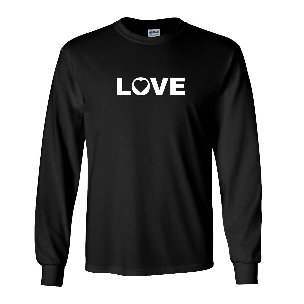 Love Heart Logo Classic Long Sleeve T-Shirt Black (White Logo)