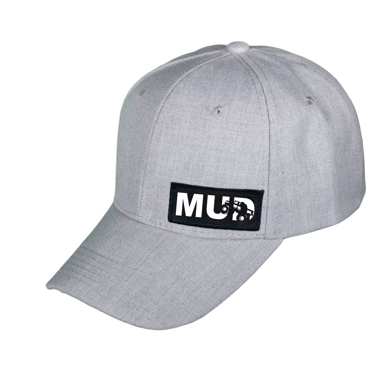 Mud Truck Logo Night Out Woven Patch Velcro Hat Heather Gray (White Logo)