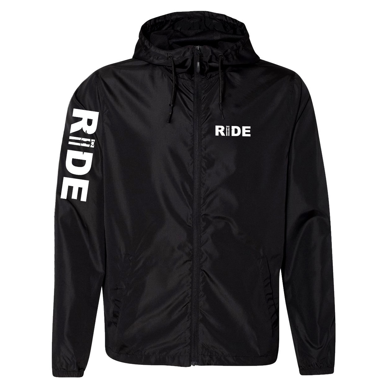 Ride Crossbow Logo Classic Lightweight Windbreaker Black (White Logo)