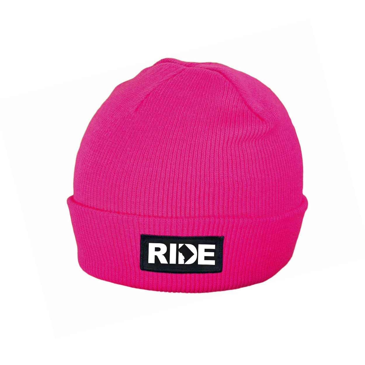Ride District of Columbia Night Out Woven Patch Roll Up Skully Beanie Heather Fuchsia (White Logo)