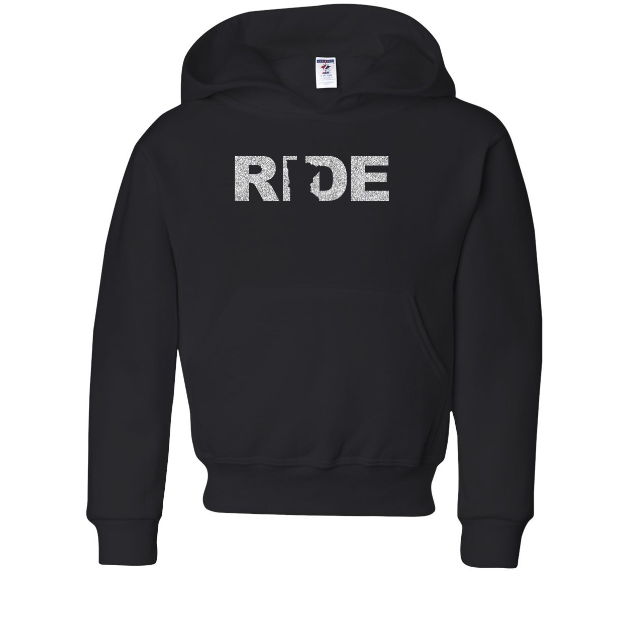 Ride Minnesota Classic Youth Sweatshirt Black (Glitter Silver Logo)