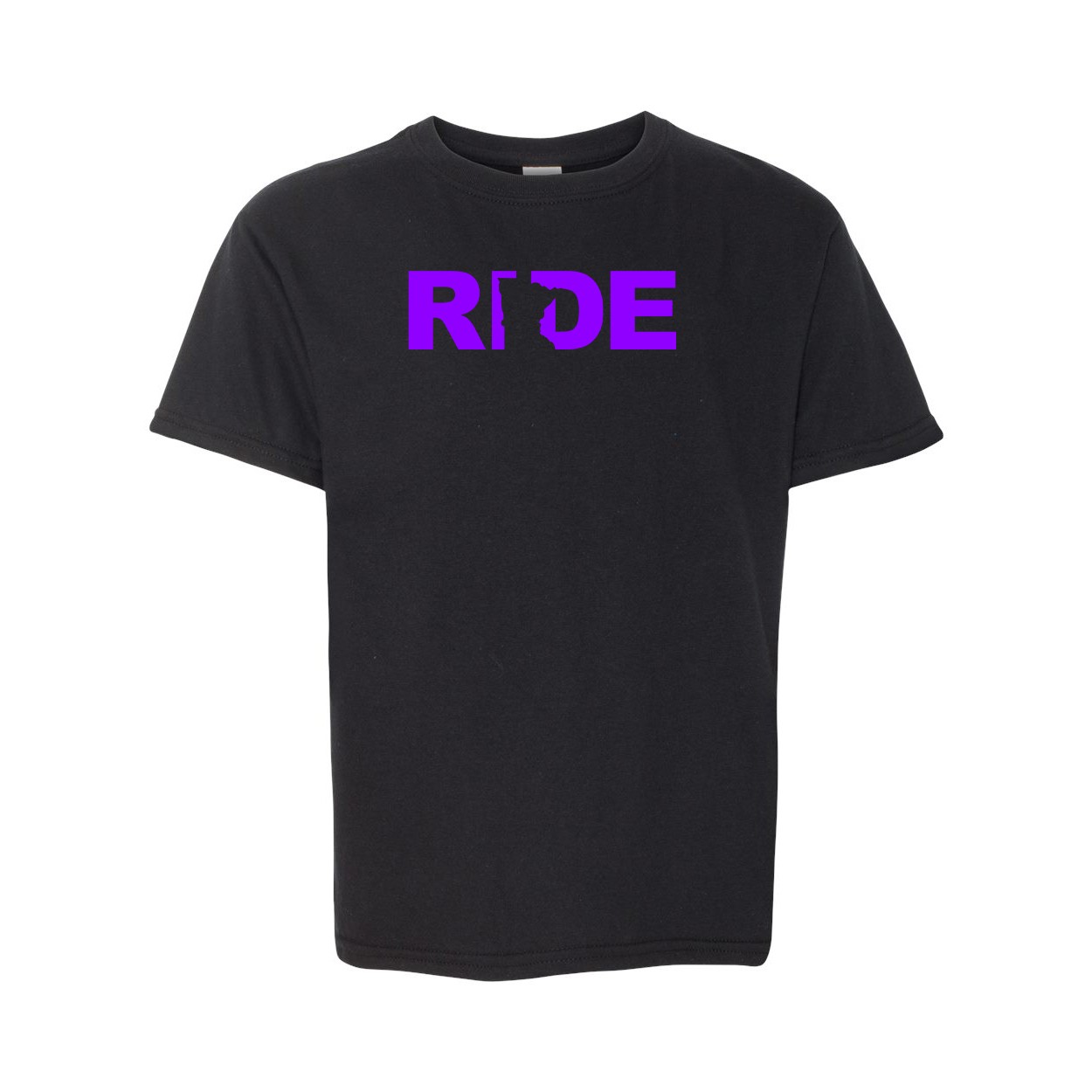 Ride Minnesota Classic Youth T-Shirt Black (Purple Logo)