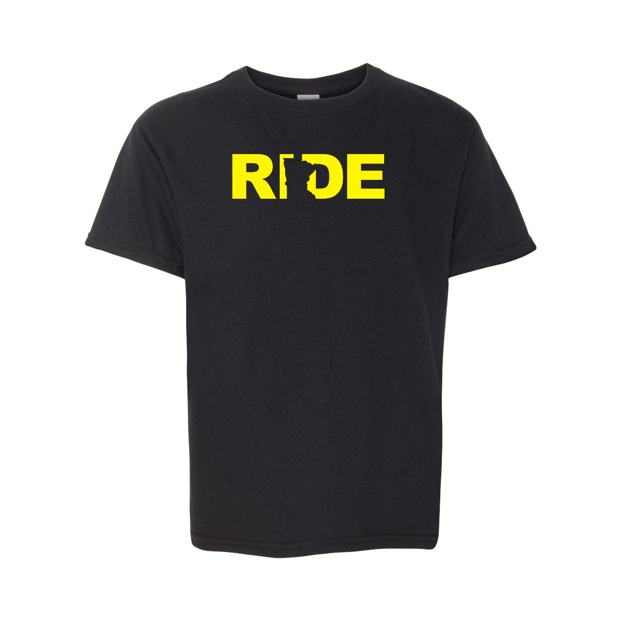 Ride Minnesota Classic Youth T-Shirt Black (Yellow Logo)