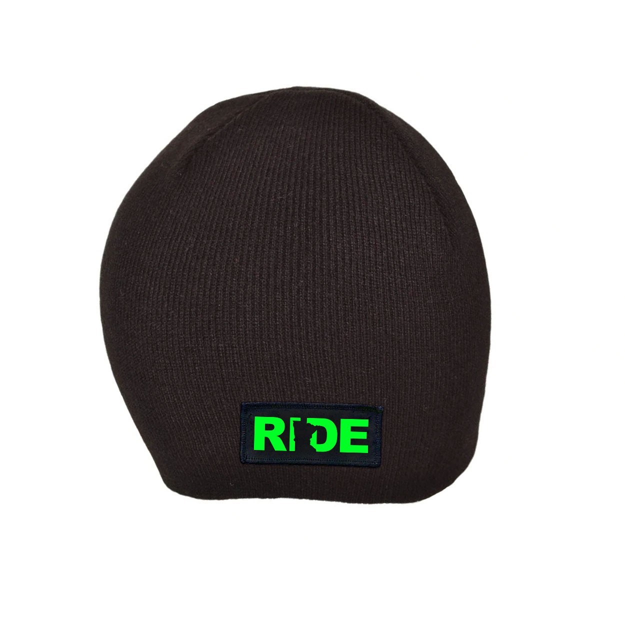 Ride Minnesota Night Out Woven Patch Skully Beanie Black (Green Logo)