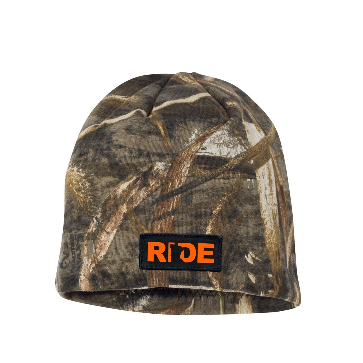 Ride Minnesota Night Out Woven Patch Skully Beanie Realtree Max-5 Camo (Orange Logo)