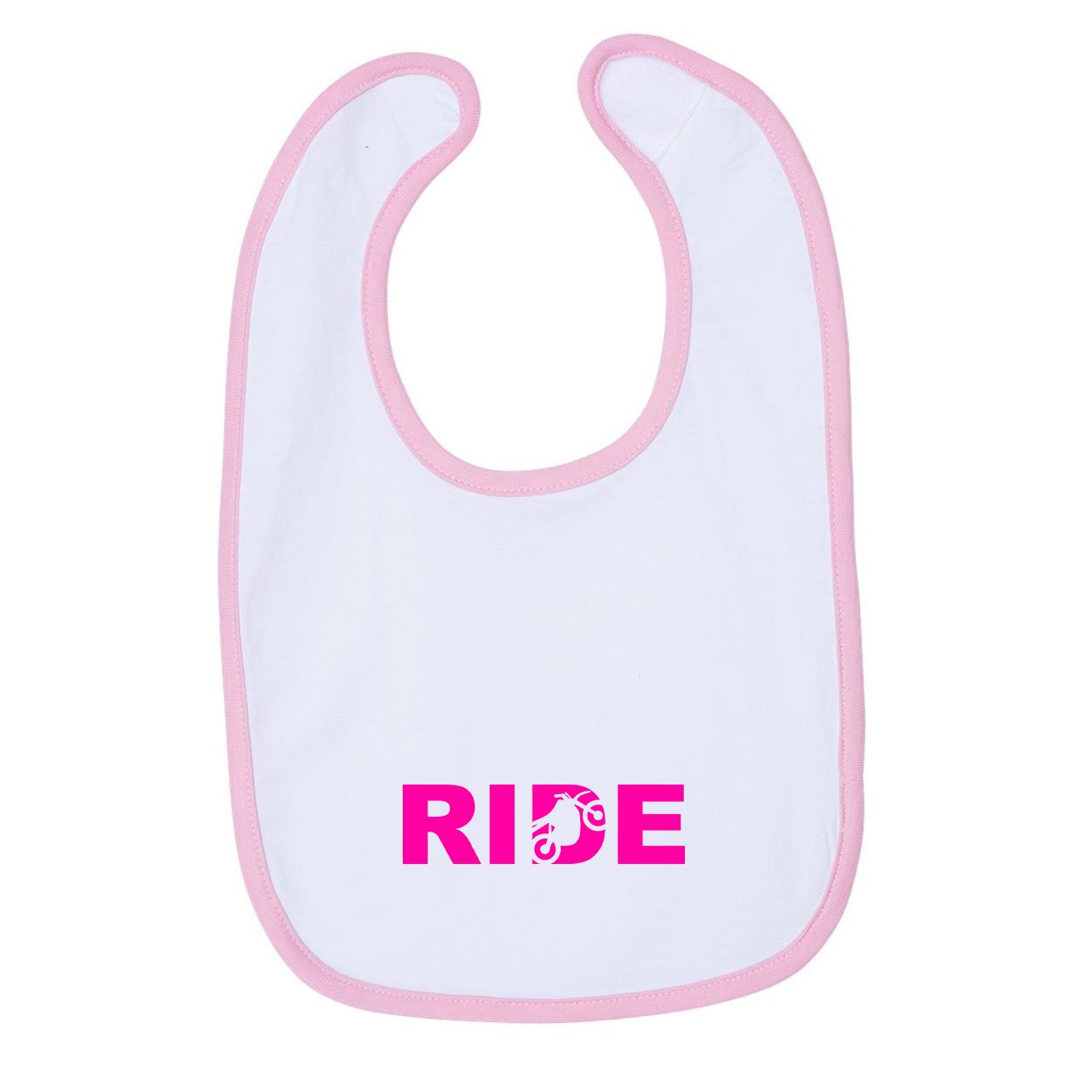 Ride Moto Logo Classic Infant Baby Bib White/Pink (Pink Logo)
