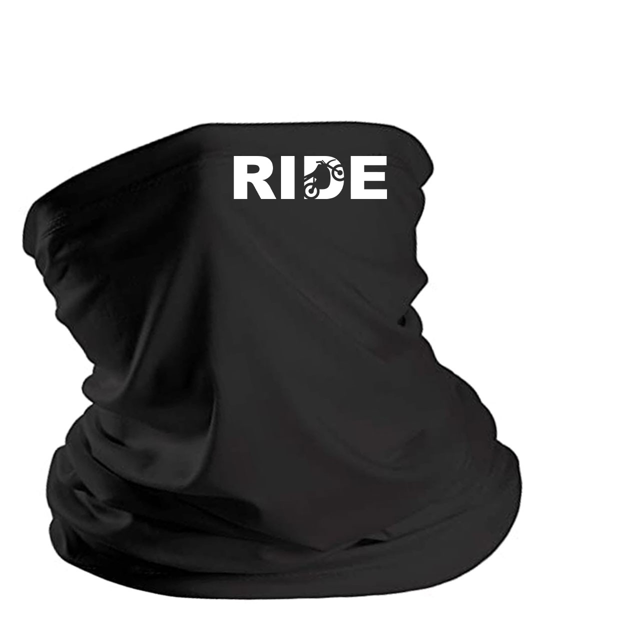 Ride Moto Logo Night Out Lightweight Neck Gaiter Face Mask Black (White Logo)