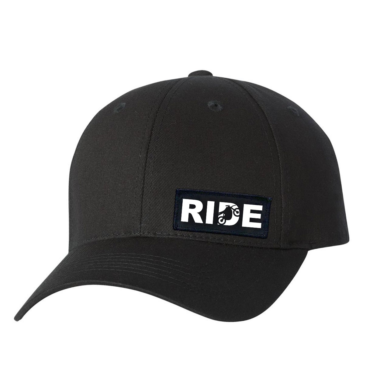 Ride Moto Logo Night Out Youth Woven Patch Hat Black (White Logo)