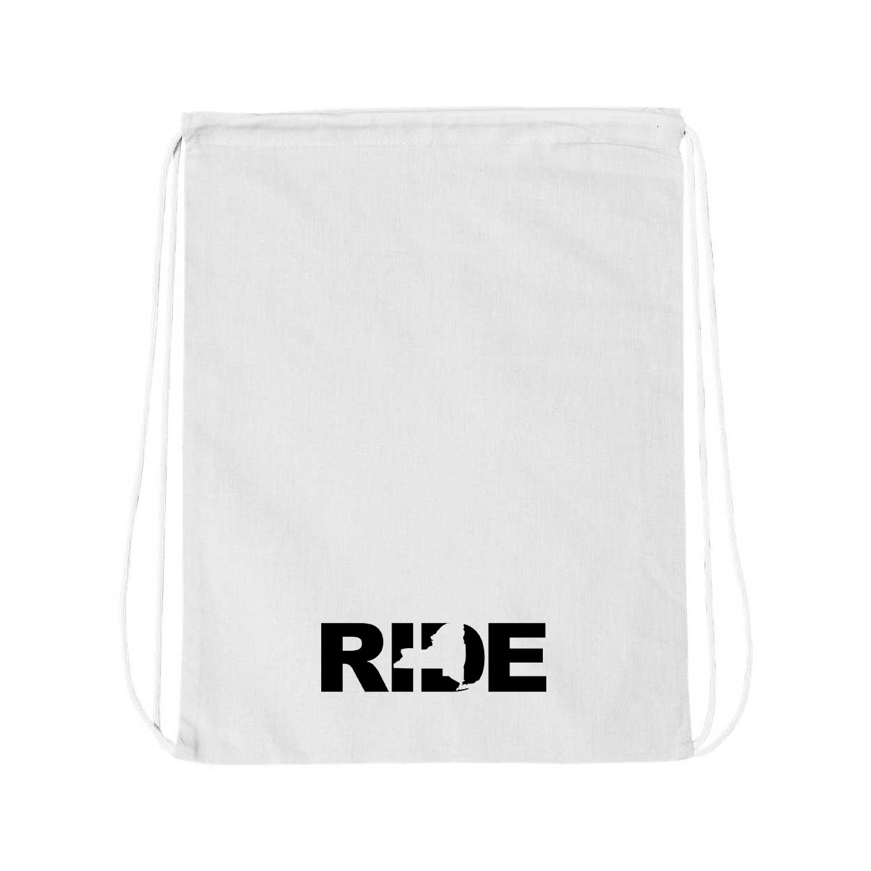 Ride New York Classic Drawstring Sport Pack Bag/Cinch Sack White (Black Logo)
