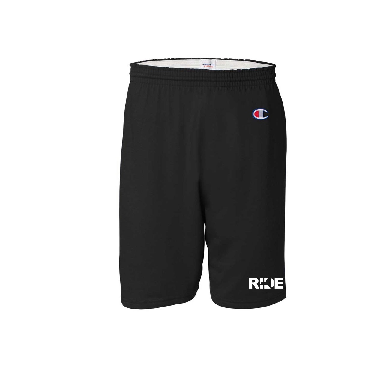 Ride New York Classic Men's Unisex Gym Shorts Black with Pockets Black (White Logo)
