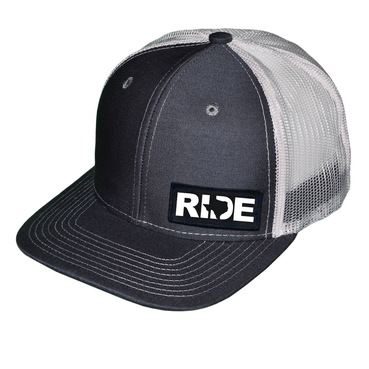 Ride Texas Night Out Woven Patch Snapback Trucker Hat Gray/White (White Logo)