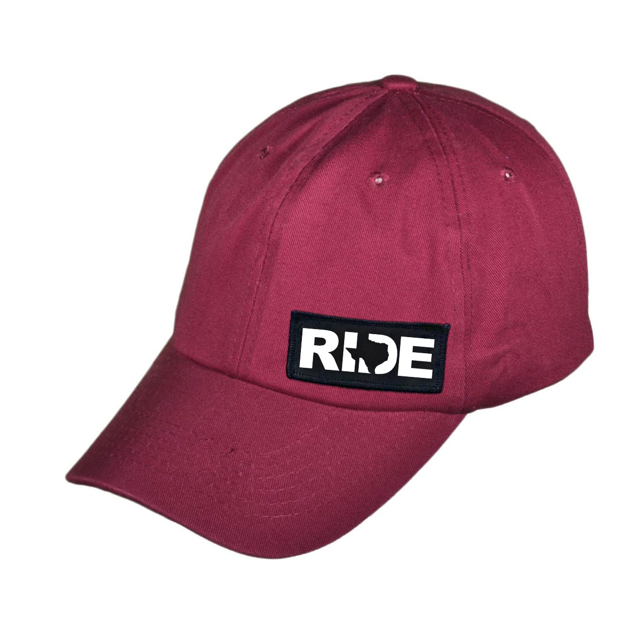 Ride Texas Night Out Woven Patch Unstructured Dad Hat Burgundy (White Logo)