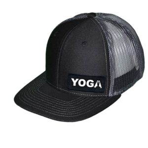 Yoga Meditation Logo Night Out Woven Patch Snapback Trucker Hat Black/Gray