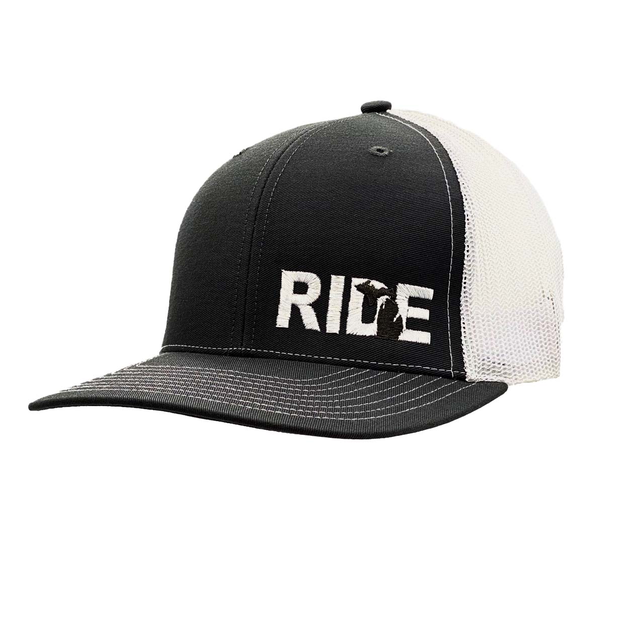 Ride Michigan Night Out Embroidered Snapback Trucker Hat Black/Gray