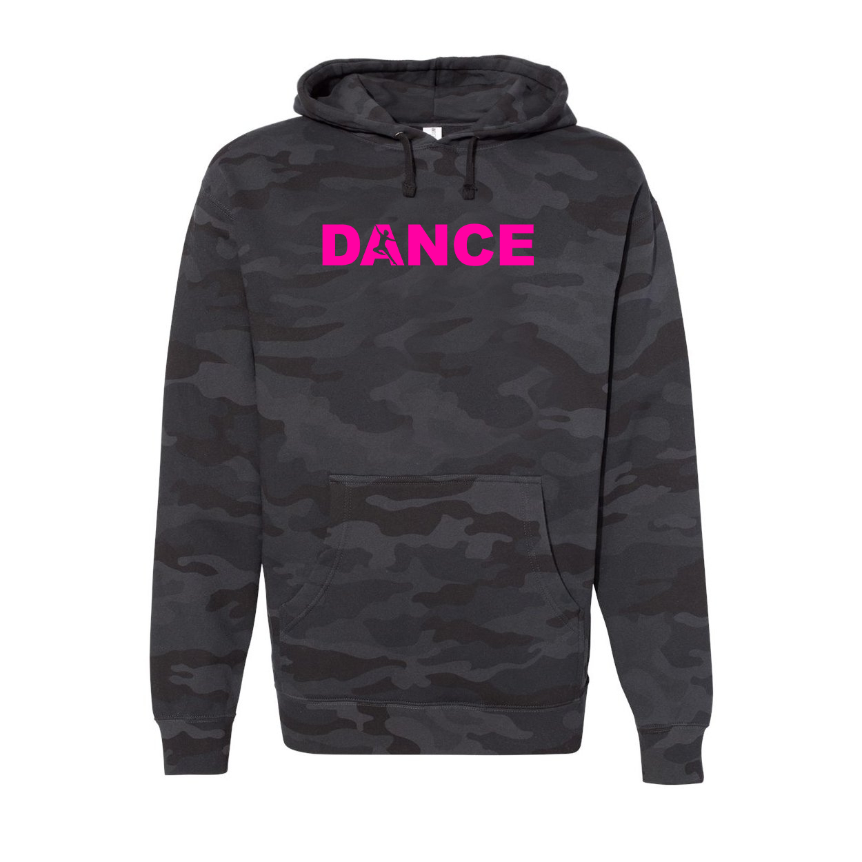 Dance Silhouette Logo Classic Unisex Hooded Sweatshirt Black Camo (Pink Logo)
