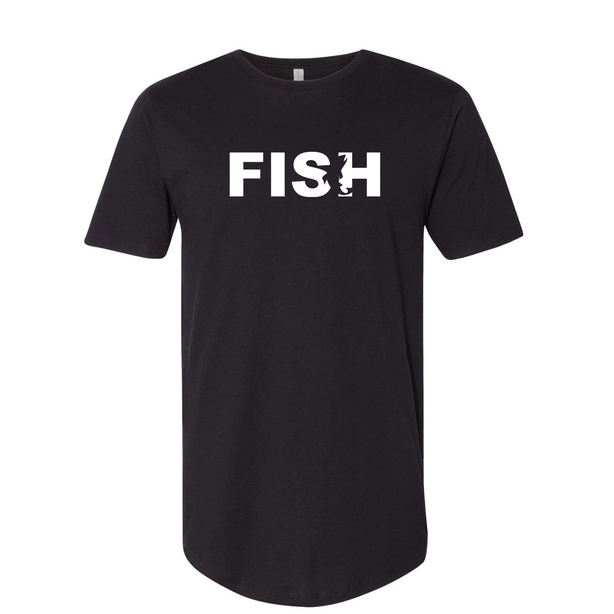 Fish Catch Logo Classic Premium Tall T-Shirt Black (White Logo)