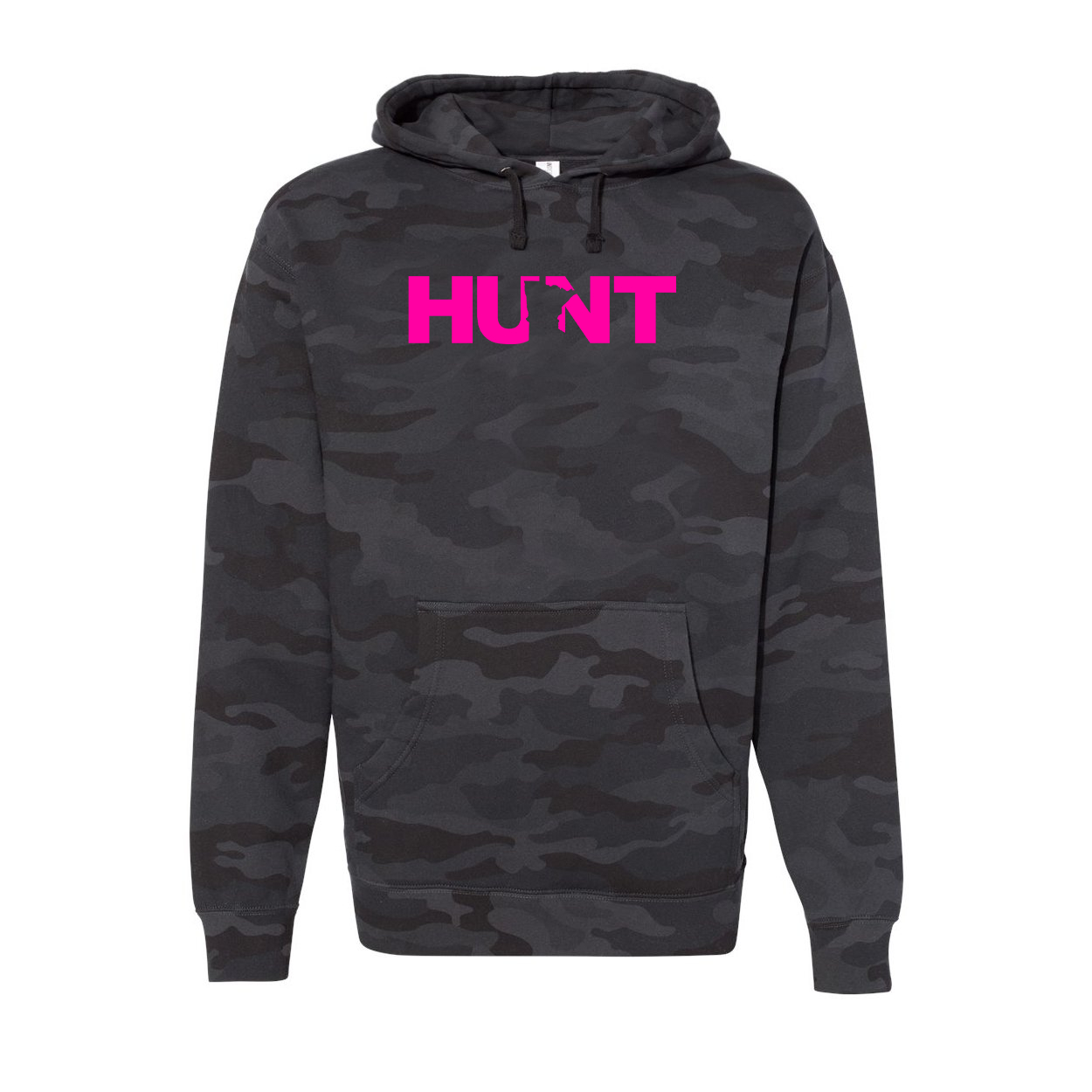 Hunt Minnesota Classic Unisex Hooded Sweatshirt Black Camo (Pink Logo)