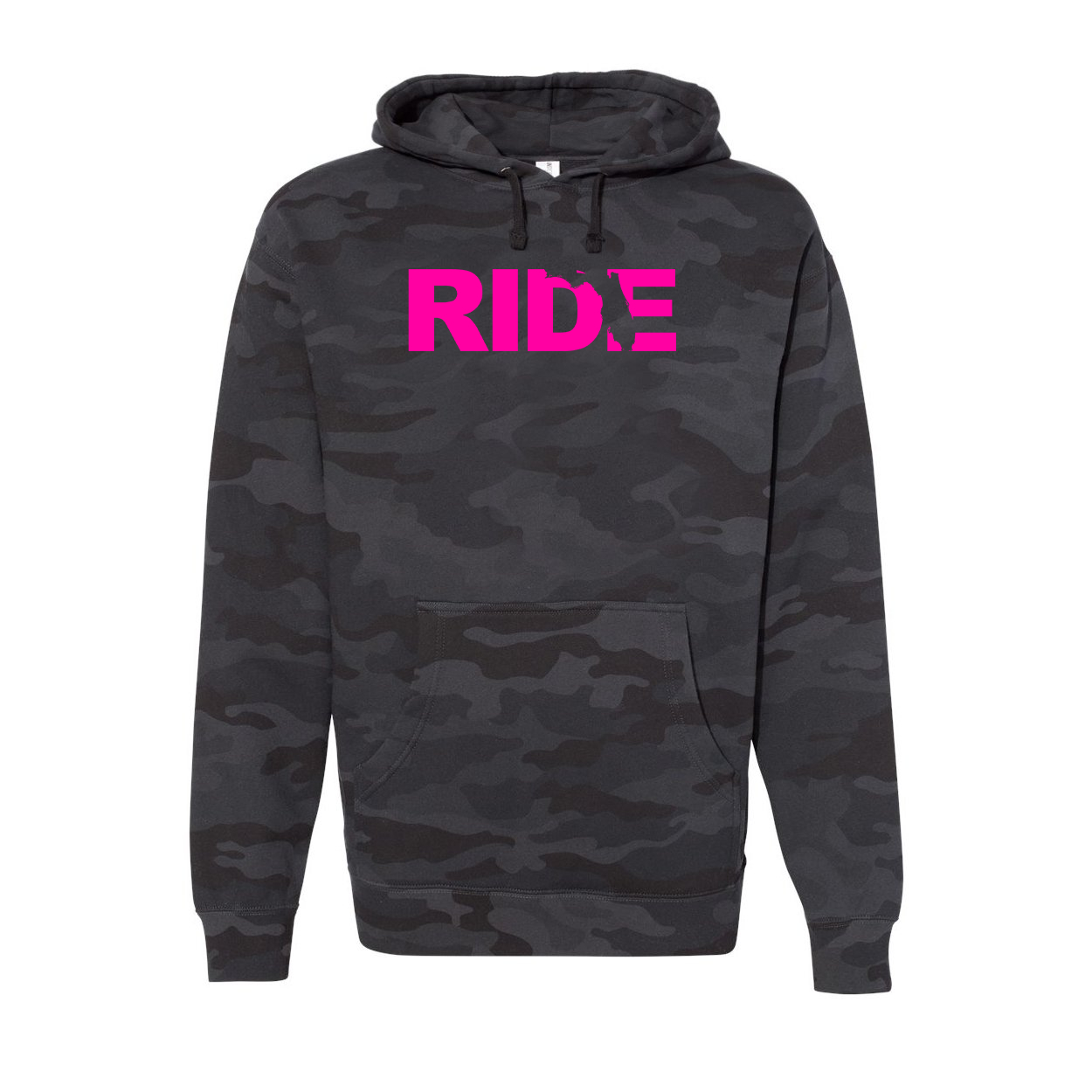 Ride Florida Classic Unisex Hooded Sweatshirt Black Camo (Pink Logo)