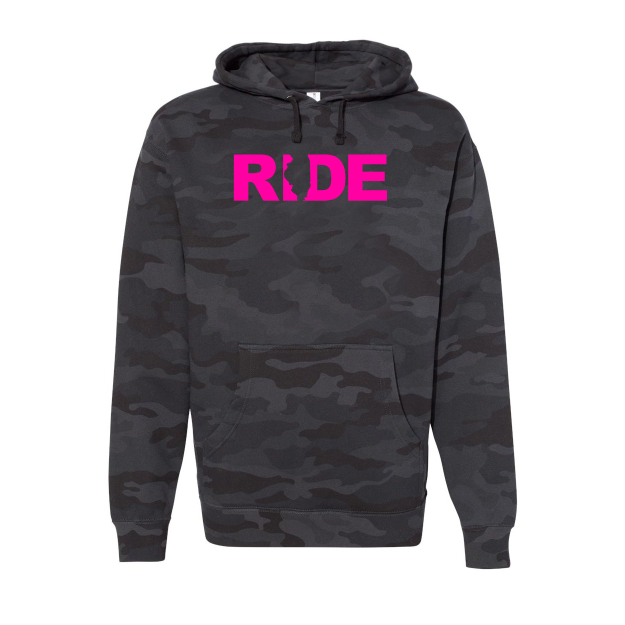 Ride Illinois Classic Unisex Hooded Sweatshirt Black Camo (Pink Logo)