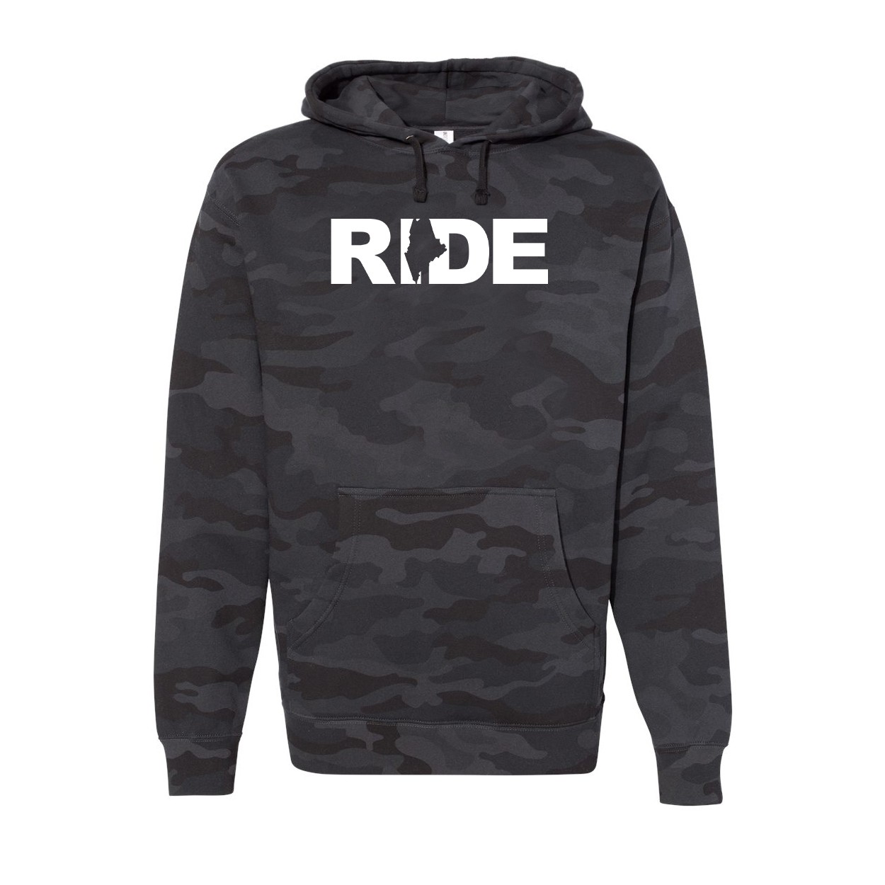 Ride Maine Classic Unisex Hooded Sweatshirt Black Camo (White Logo)