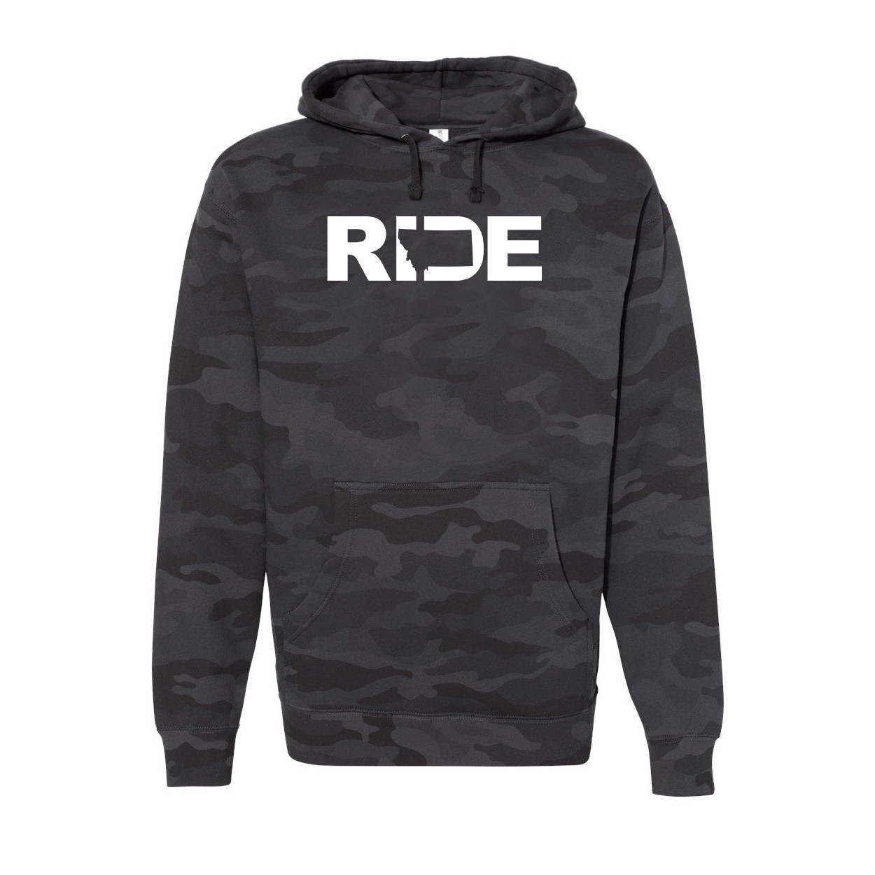 Ride Montana Classic Unisex Hooded Sweatshirt Black Camo (White Logo)