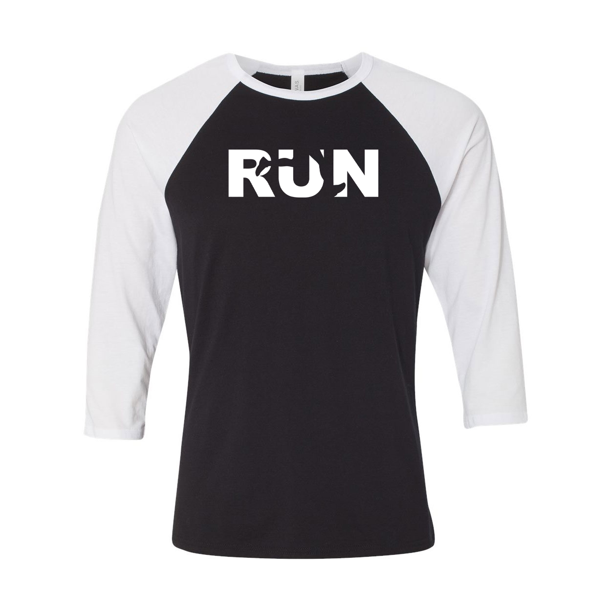 Run Jog Logo Classic Raglan Shirt Black/White (White Logo)