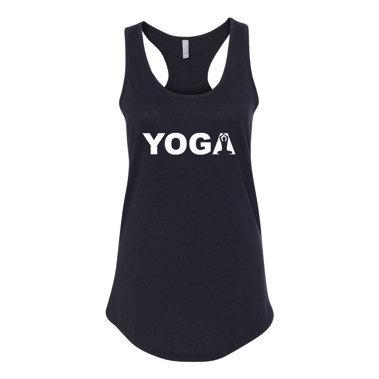 Yoga Meditation Logo Classic Women's Racerback Tank Top Black (White Logo)
