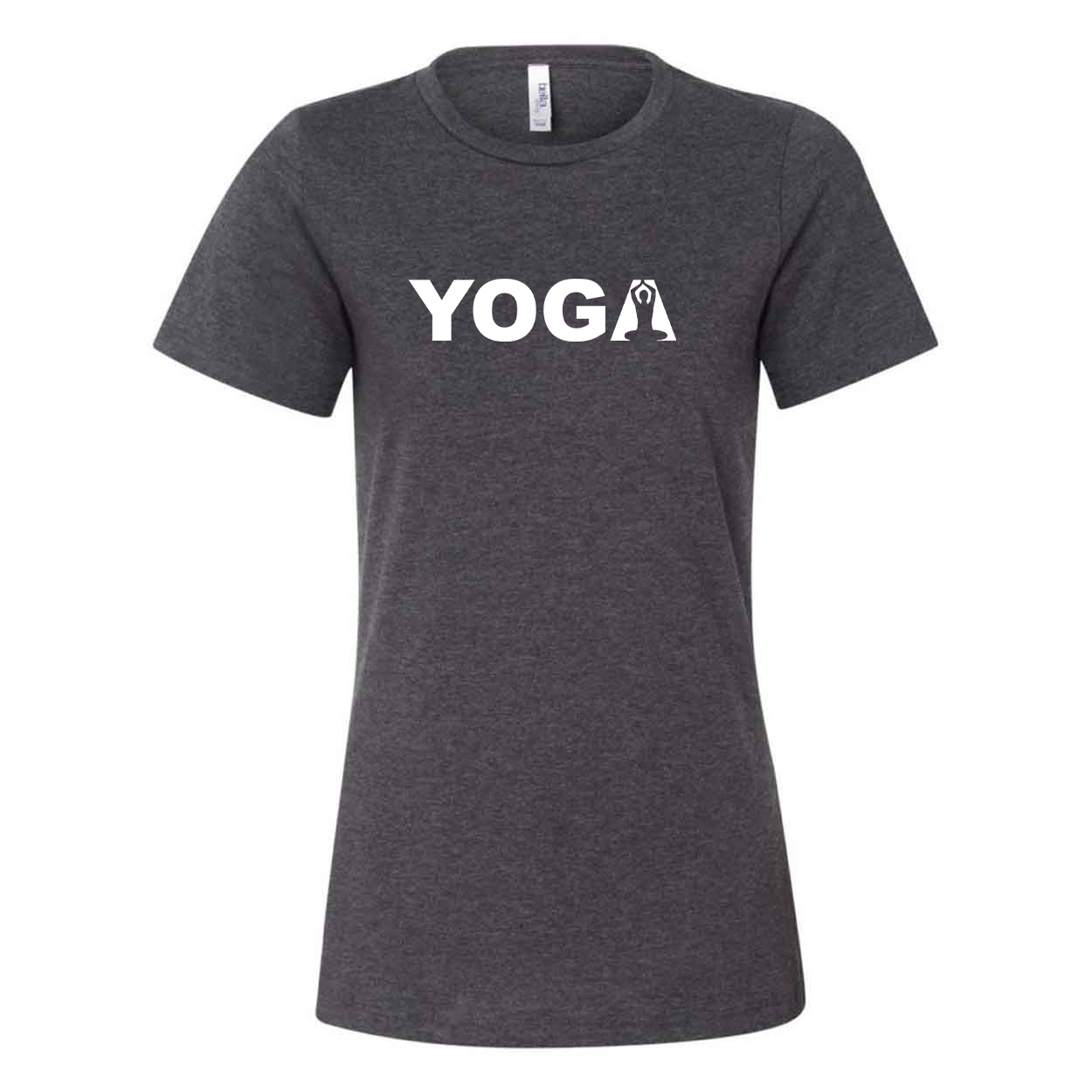 Yoga Meditation Logo Classic Women's Relaxed Jersey T-Shirt Dark Gray Heather (White Logo)
