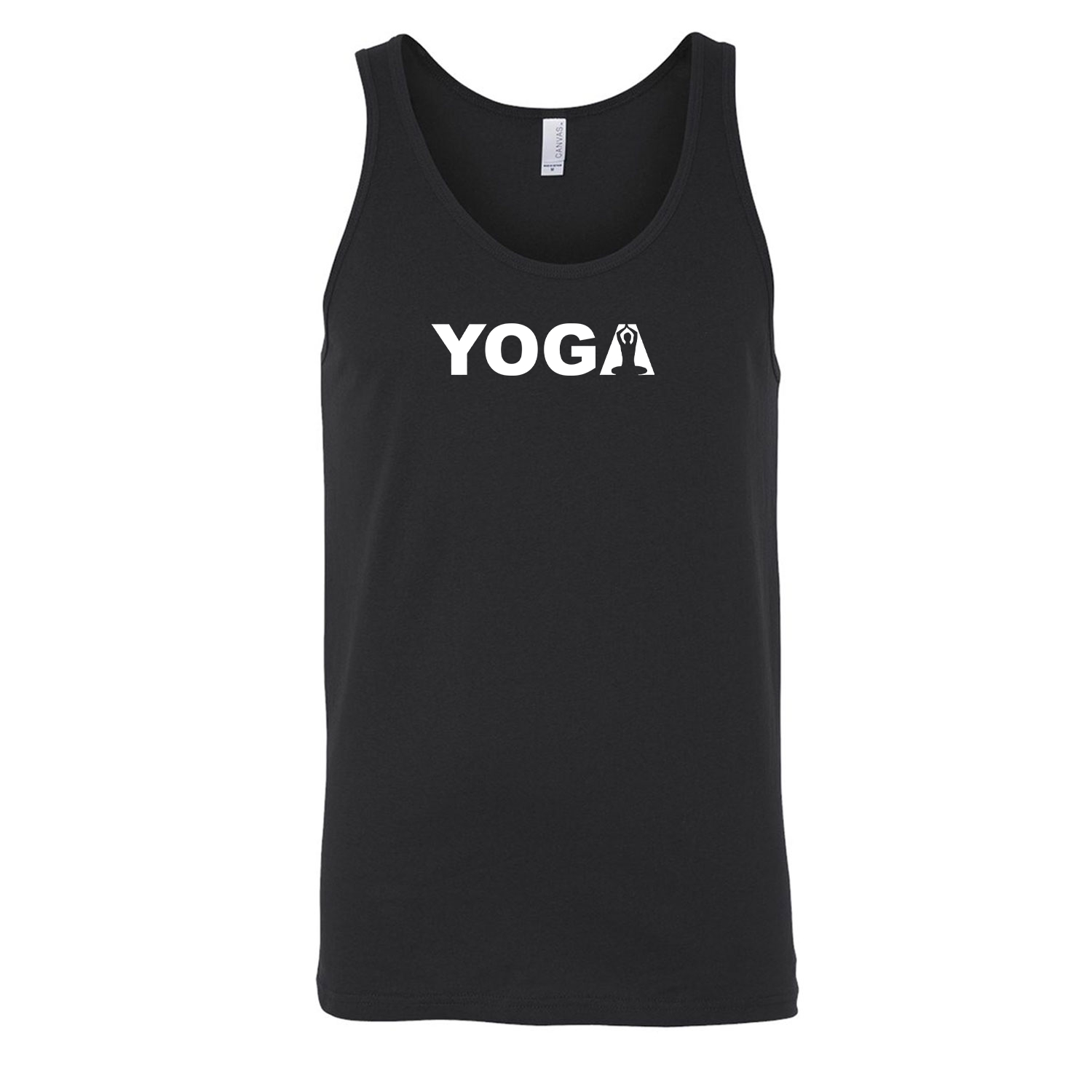 Yoga Meditation Logo Classic Men's Unisex Tank Top Black (White Logo)