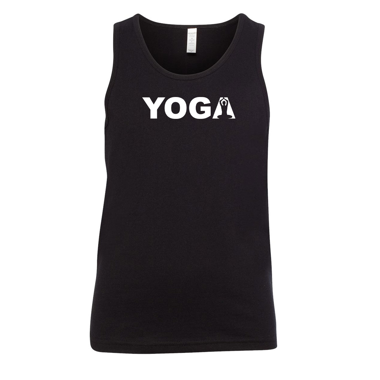 Yoga Meditation Logo Classic Youth Unisex Tank Top Black (White Logo)
