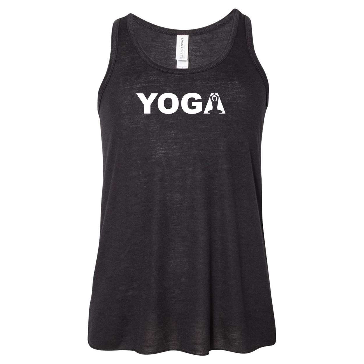 Yoga Meditation Logo Classic Youth Girls Flowy Racerback Tank Top Black (White Logo)