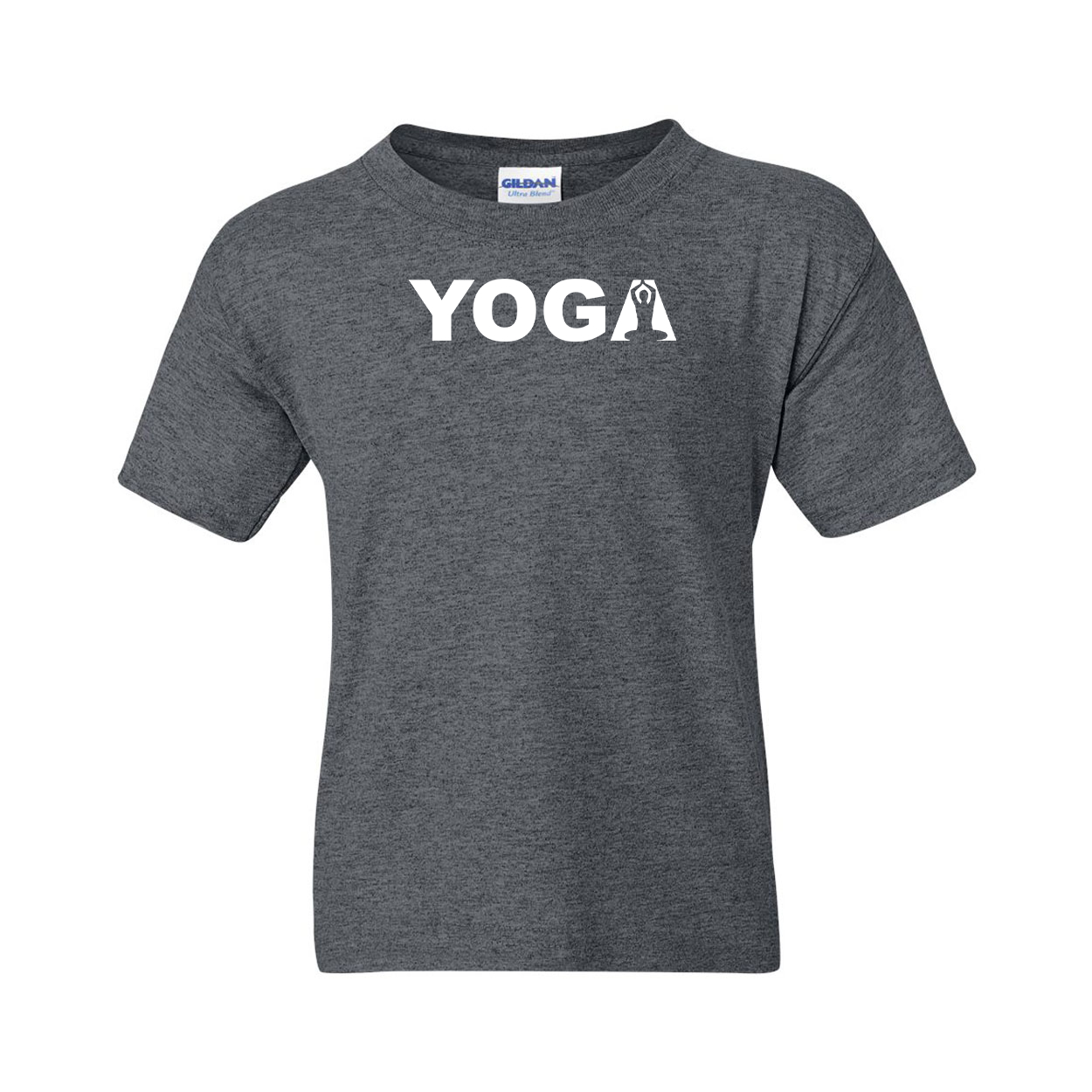 Yoga Meditation Logo Classic Youth T-Shirt Dark Heather Gray (White Logo)