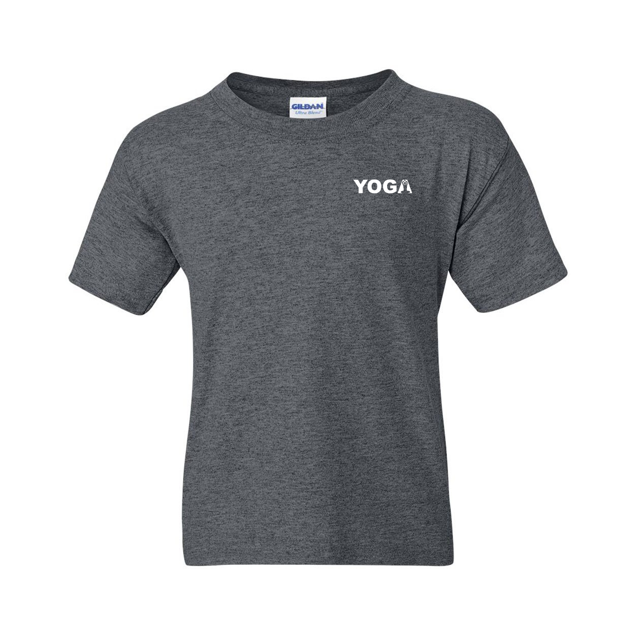 Yoga Meditation Logo Night Out Youth T-Shirt Dark Heather Gray (White Logo)