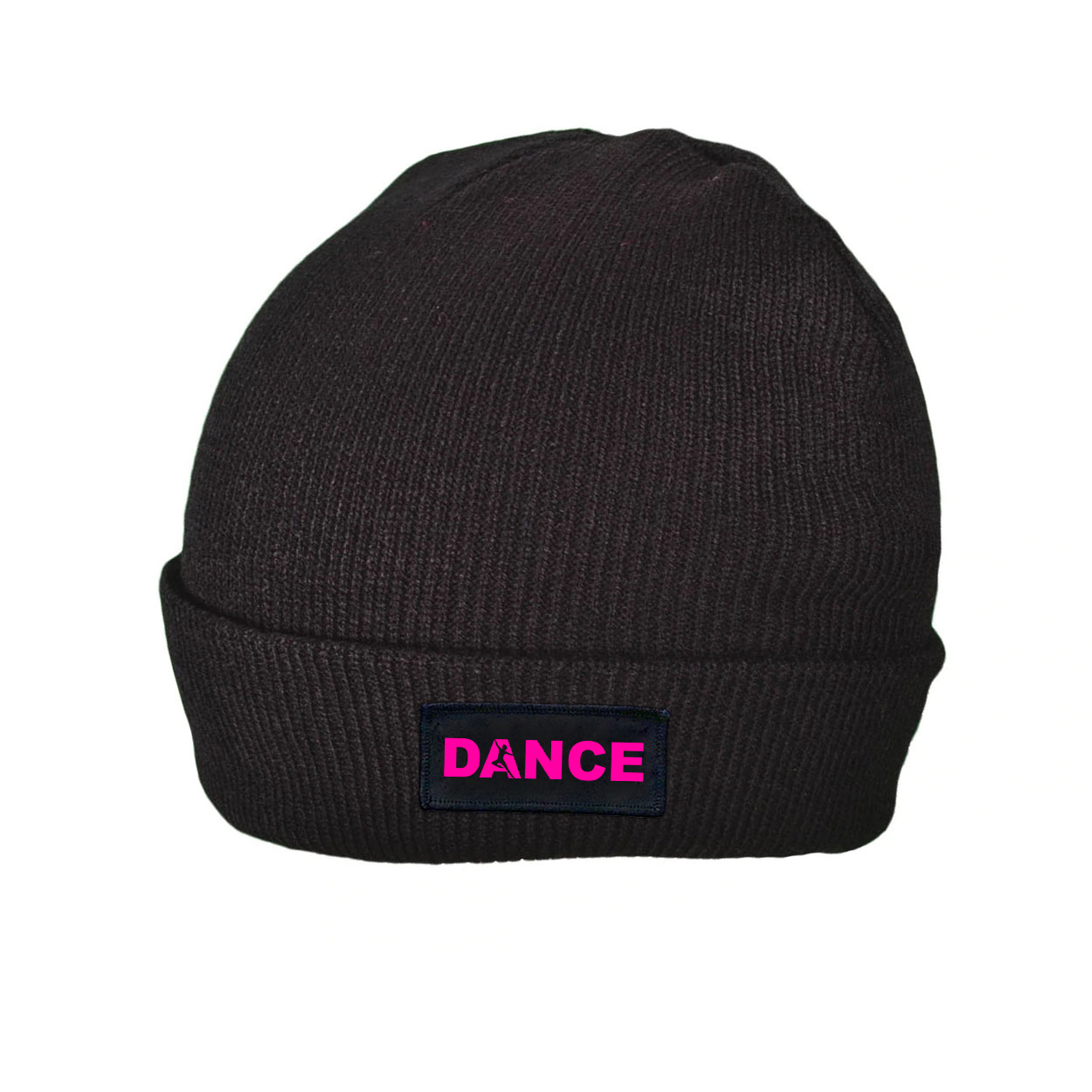Dance Silhouette Logo Night Out Woven Patch Skully Youth Girls Beanie Black (Pink Logo)