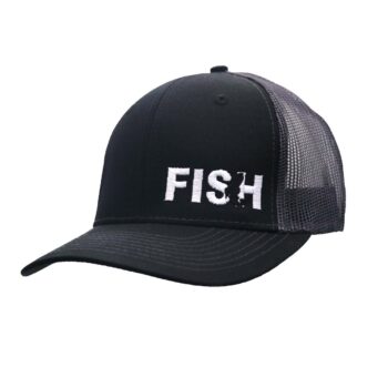 Fish Night Out Embroidered Snapback Trucker Hat Black_White